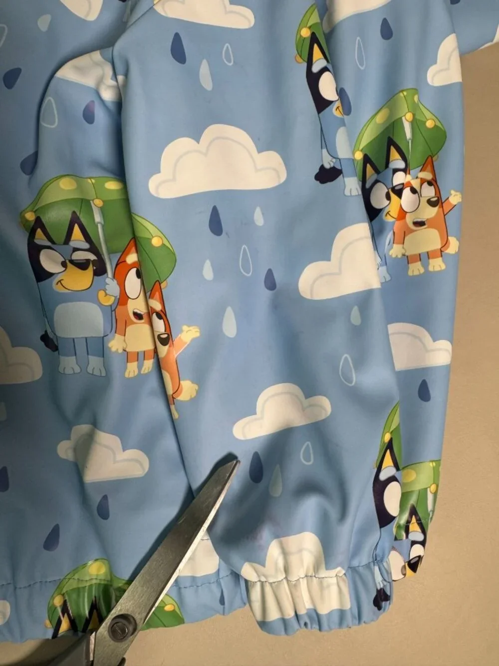 Bluey Kids Rain Jacket Hood Size 3T Blue Outdoor Lined